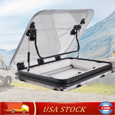 800*500MM RV Caravan Trailer Roof Window Hatch Skylight Vent Mouth w/ LED Light