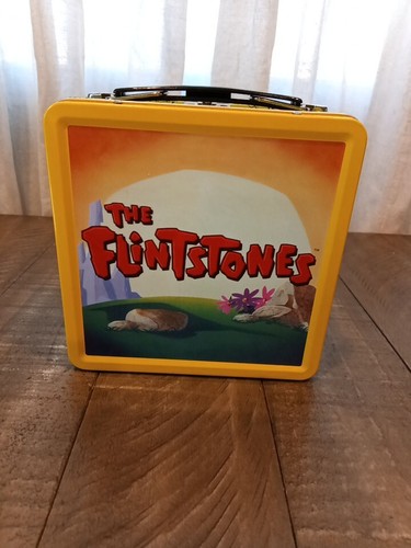 Mini porta pranzo in latta Flintstone 5,5" alta 5,5" larga rara Hanna Barbera - Foto 3 di 7