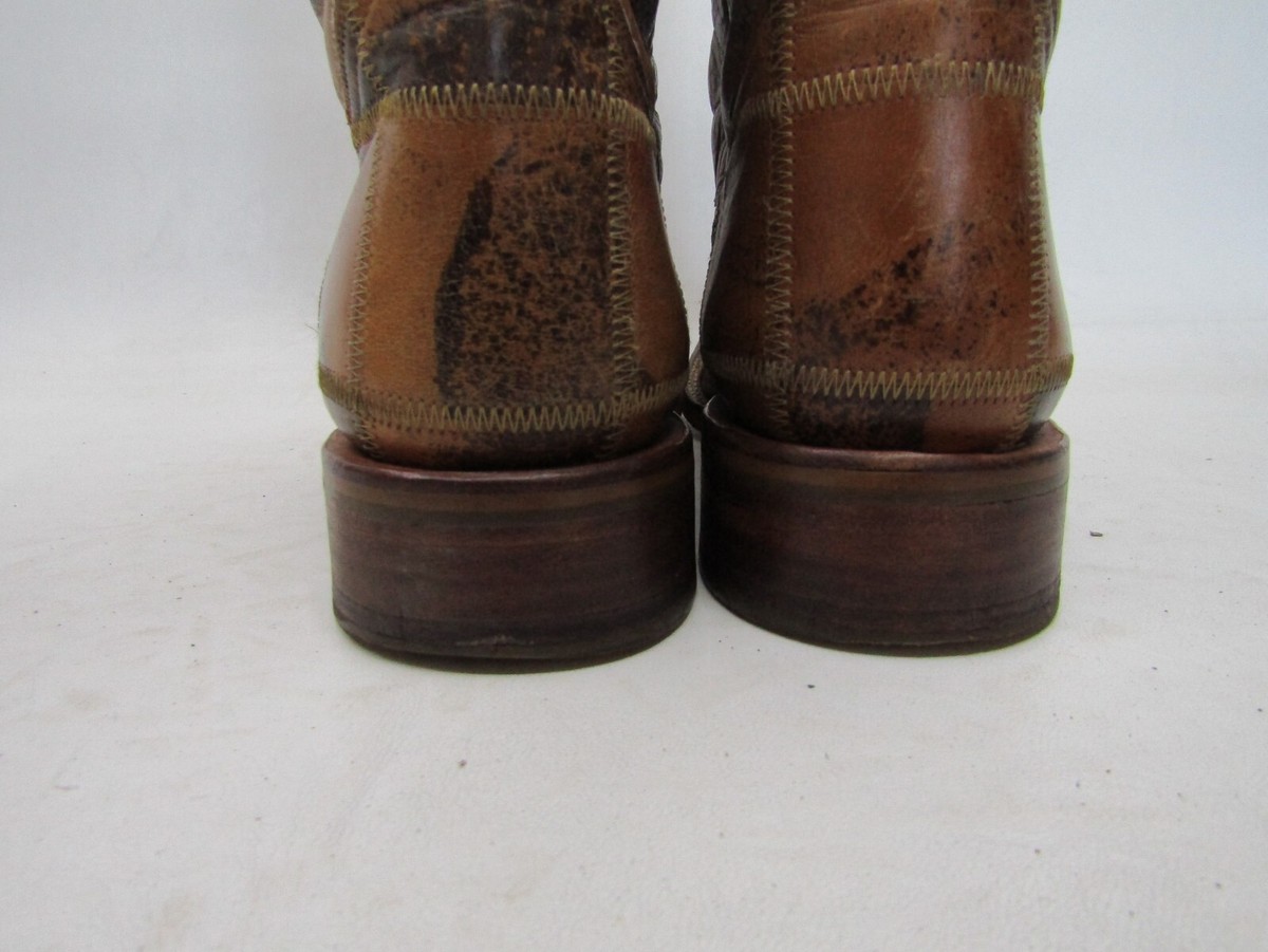 Tin Haul Mens Size 10 D Brown Leather Patchwork Western 