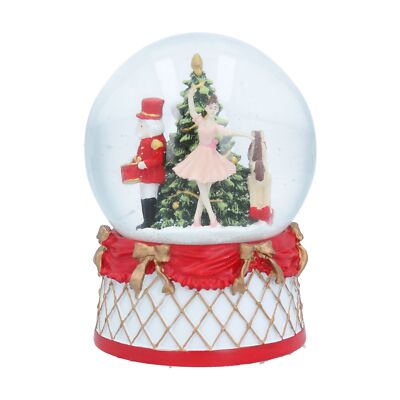 Gisela Graham Nussknacker Ballerina Musical Weihnachten Schneekugel rot und gold