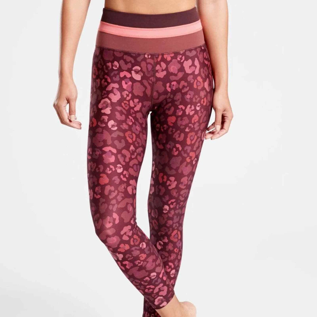 ATHLETA Burgundy Elation Abstract 7/8 Tight Gym Fitness Pant Leggings Size  XS