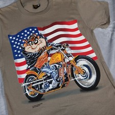 Vintage Taz Looney Tunes Biker T Shirt Mens M Changes Brand 90s New W/ Flaws 