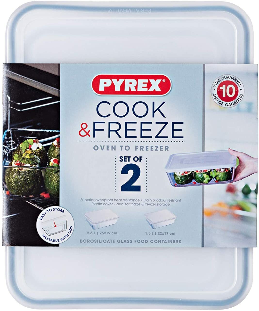 Pyrex Food Storage Glass Dish Cook & Freeze Rectangular with Lid 1.5L - 4Pcs - Image 2