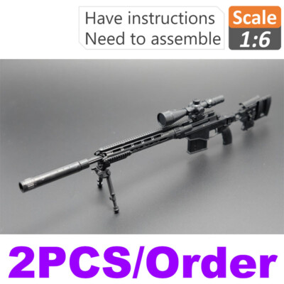 2X 1:6 Scale Model Assembly Sniper Rifle Gun 4D Black MSR For 12'' Figure Toy ++