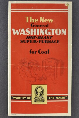 1920s General Washington Parlor Coal Furnace Brochure Folder Nice Original