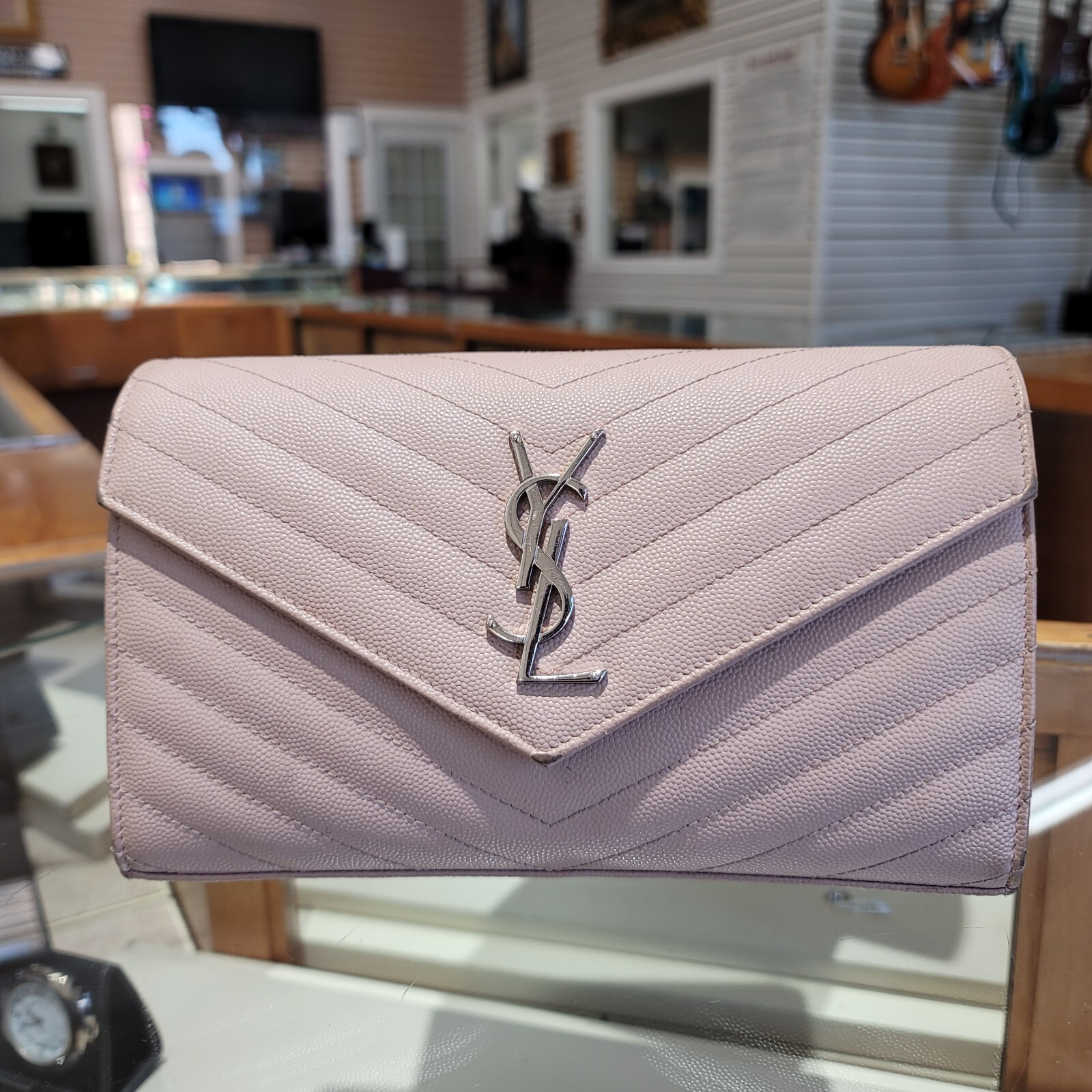 SAINT LAURENT Portafoglio monogramma ysl chevron