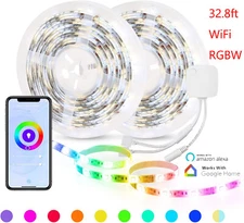 HBN 32.8ft Smart LED Strip Lights WiFi RGBW, Work W/ Alexa, Google Assistant