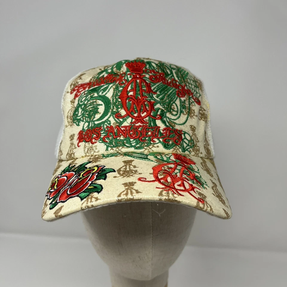 NUEVO CON ETIQUETAS Christian Audigier Sombrero Dorado Brillo Gorra Adulto Lulu Couture Los Angeles Foto 2 de 4