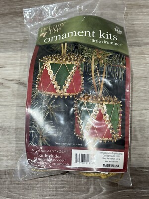 Sulyn Holiday Time LITTLE DRUMMER Drums Vtg Sequin Bead Christmas Ornament Kit
