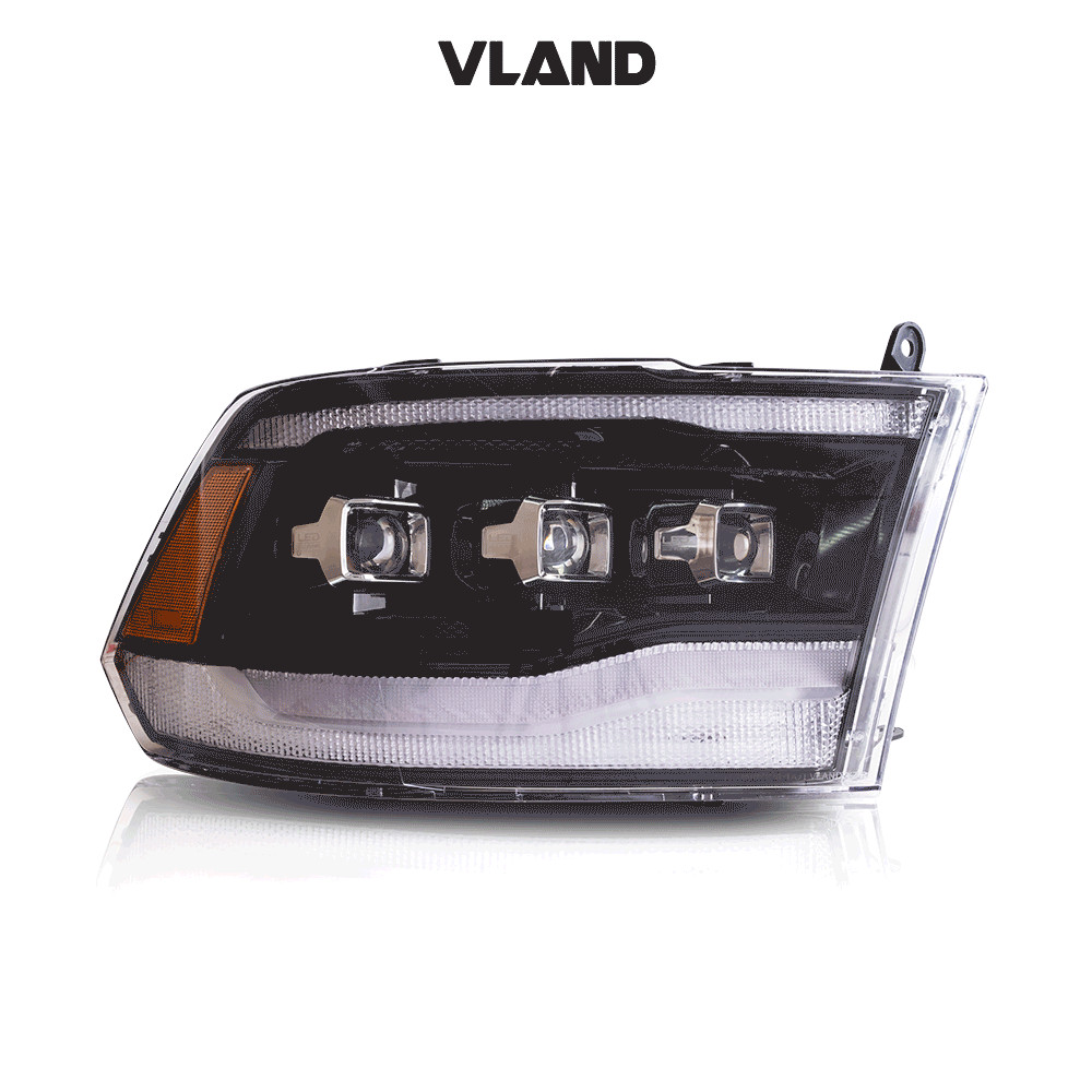 VLAND LED Projector Headlights For 2009-2018 Dodge RAM 1500 2500 3500 Blue DRL