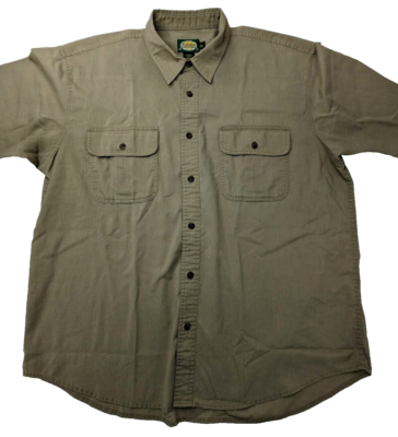 #ad Cabelas Shirt Mens XL Khaki Short Sleeve Outdoor Shirt Pockets Point Collar $19.00