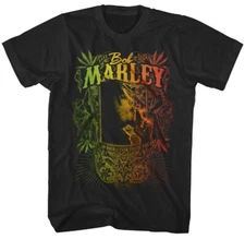 Bob Marley Kaya Now Jumbo Print T Shirt Mens Licensed Rock N Roll Music Black