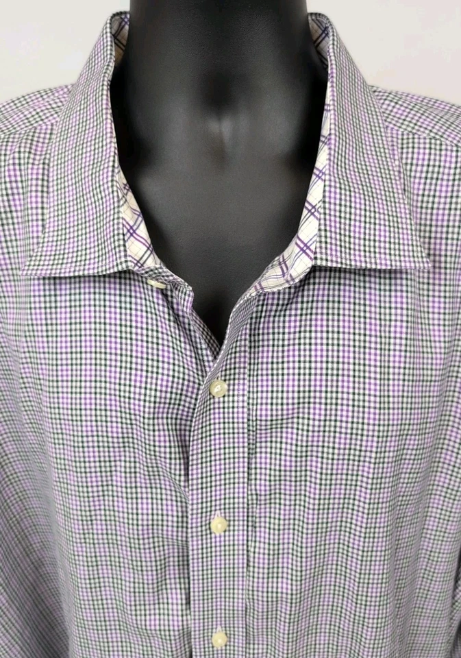 Рубашка на пуговицах Tailorbyrd мужская размер 4XB фиолетовая черная клетчатая клетчатая клетчатая клетчатая с откидными манжетами - Изображение 2 из 4