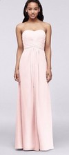 David’s Bridal Long Sweetheart Strapless Chiffon Dress In Petal (blush pink)