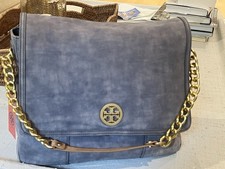 NWT Vintage Tory Burch McLane Messenger "Washed Blue" CHAIN STRAP Shoulder Bag