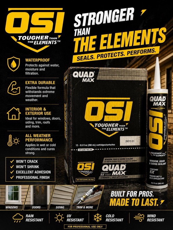 OSI QUAD MAX Window, Door & Siding Sealant 9.5 fl oz (280 mL) 6pk