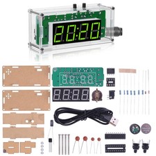 TJ-56-428 4-Digit DIY Clock Kit, Acrylic Shell, Alarm, Soldering Practice