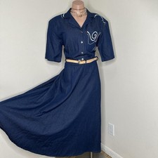 Vintage 1980s Western Denim Maxi Dress Size Large