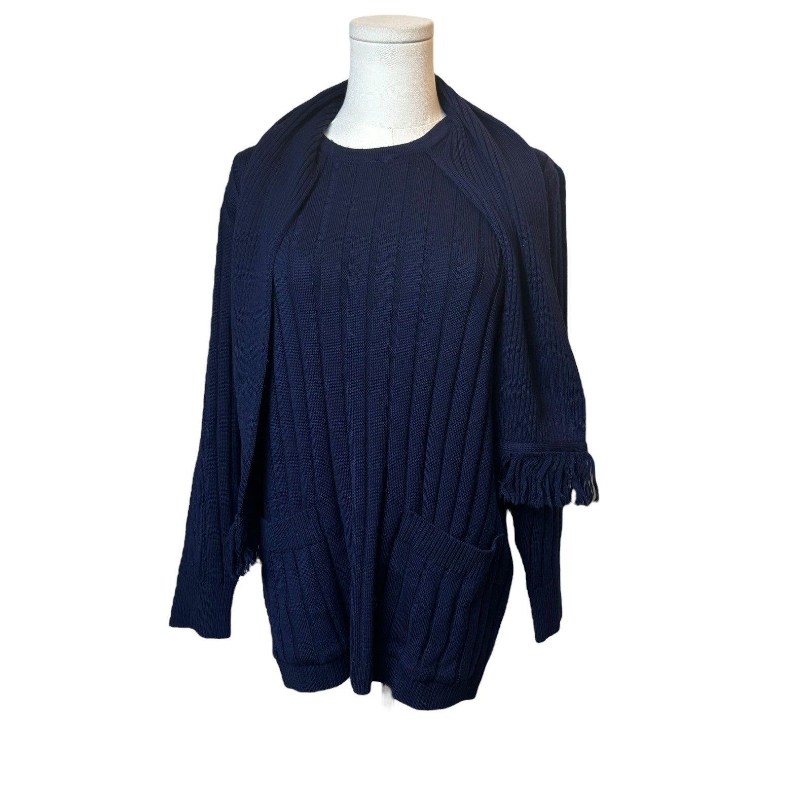 SAINT LAURENT Maglione maglia marina YSL con sciarpa attaccata