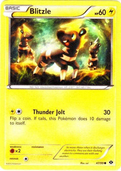 Blitzle - 47/99 - Common (Damaged) Next Destinies - Lightning Pokémon