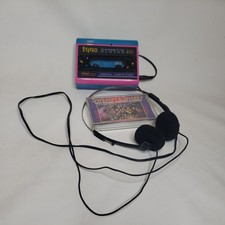 Vintage 90s Street Beat 8940St Cassette Player w Headphones Purple pink works 