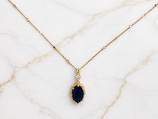 Yellow Gold Chain Sapphire Pendant Necklace