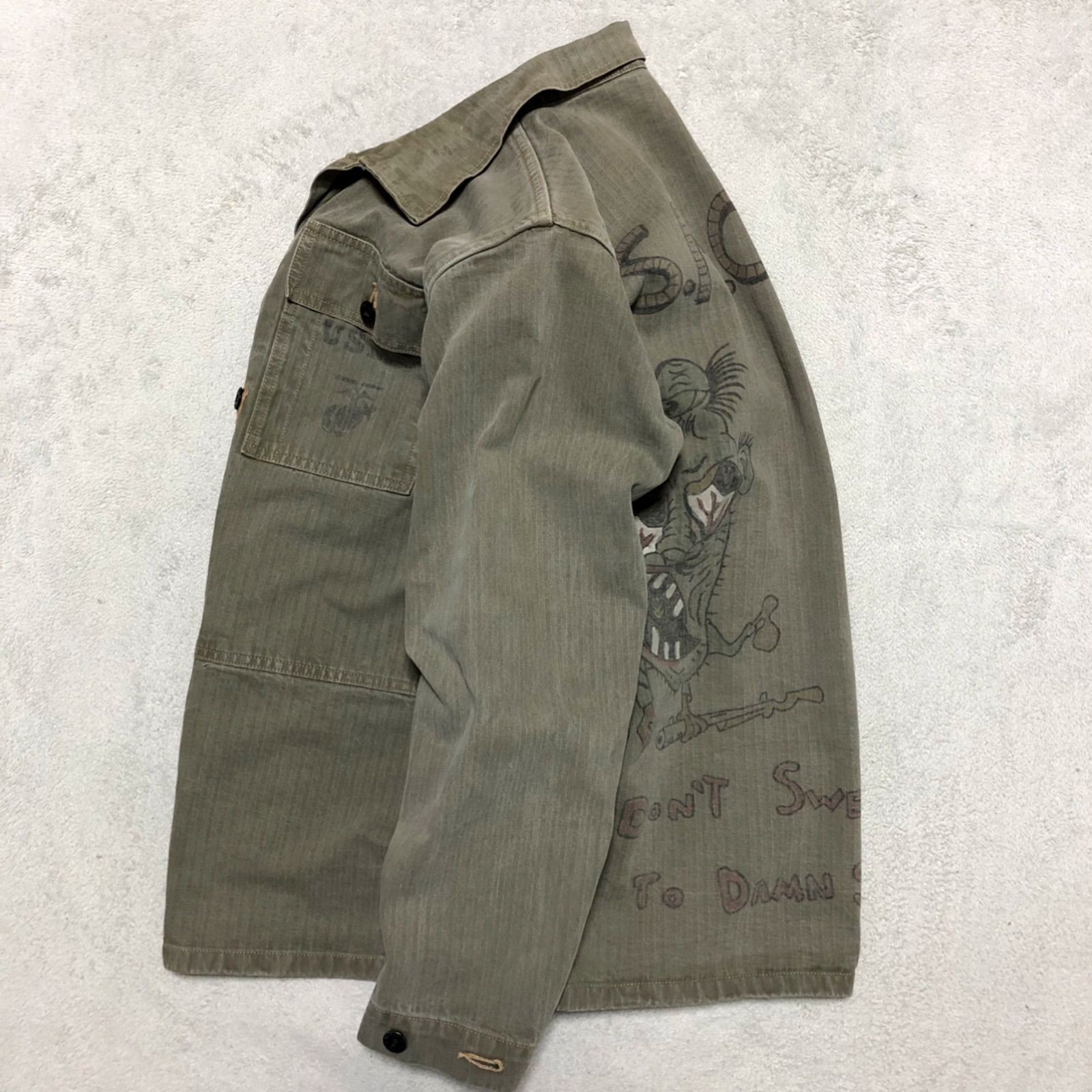 BUZZ RICKSON'S HERRINGBONE UTILITY Jacket HAND PA… - image 6