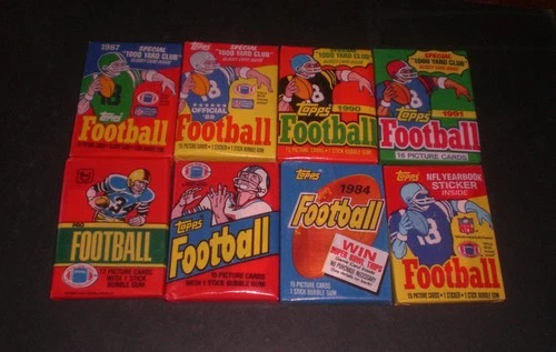 TOPPS FOOTBALL WAX PACK 1980 1982 1984 1985 1987 1989 1990 1991 - LOT OF 8