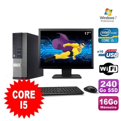 Lot PC Dell Optiplex 990 SFF I5-2400 3.1GHz 16Go 240Go SSD DVD Wifi W7 + Ecran 1 - Photo 1/4