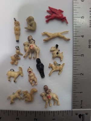 Vintage Mixed Lot Plastic Charm Cracker Jack Animals & People & Other Minis