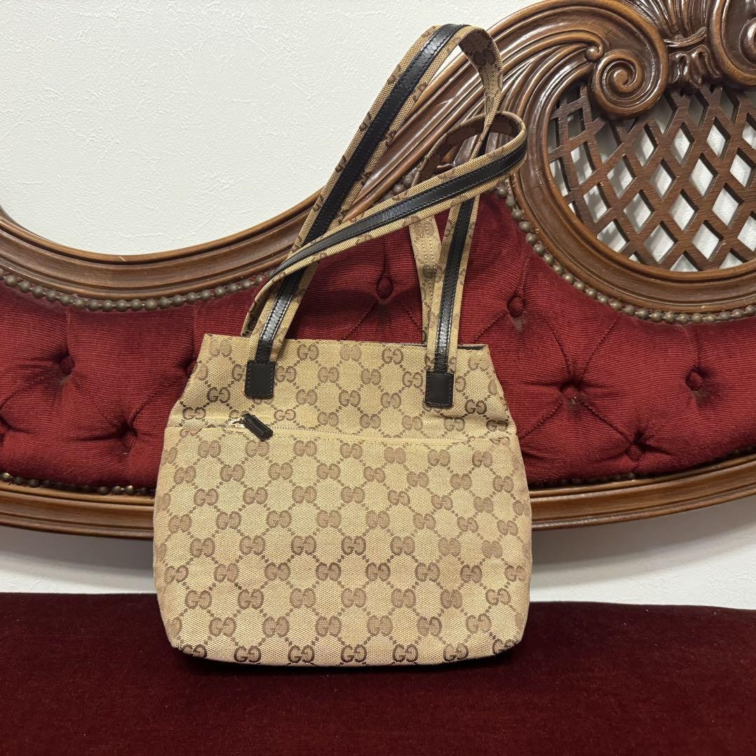 GUCCI GG Canvas Beige Shoulder Bag Luxury Handbag