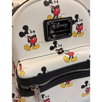 Disney Loungefly Classic Mickey Mouse All Over Print Mini Backpack White As Is