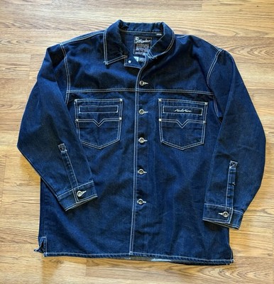 Karl Kani Jacket Mens XL Blue Denim Jacket Streetwear Hip Hop 90s Vintage