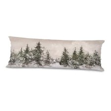 Winter Pine Tree Forest 20x54 Body Pillow Cover Case, Rustic Colours-2