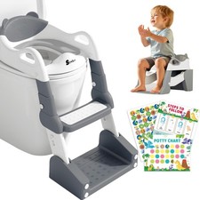 Best 3-in-1 Potty Training Toilet Toddler Toilet Seat with Step Stool, Foldable