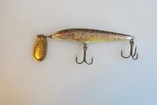 Lot #8400 Blue Fox Vibrax Minnow Spin VMS-9 Brown Trout Color Good Condition