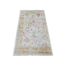 3'x4'10" Light Gray Wool Afghan Angora Oushak  Hand Knotted Oriental Rug 21700