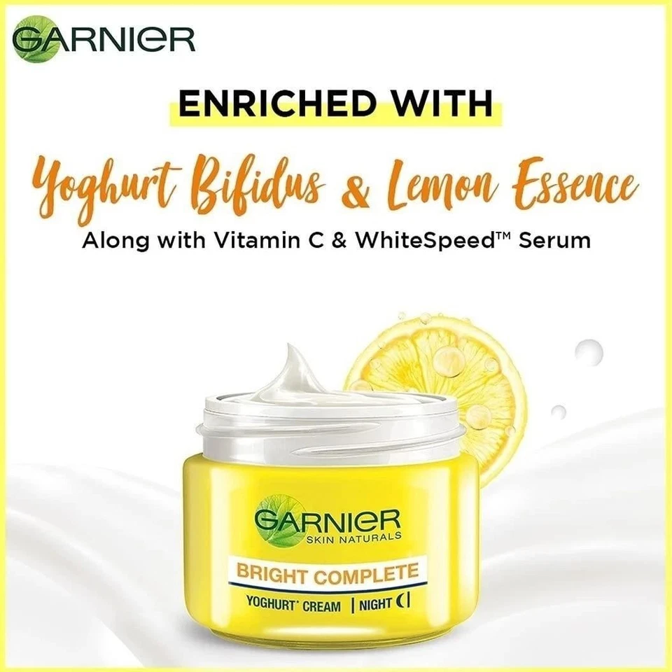 Garnier Bright Complete VITAMIN C YOGHURT Night Cream 40gm Pack - Image 3 of 4