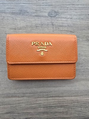 PRADA Saffiano Card Holder Capapaya Card Case Wallet