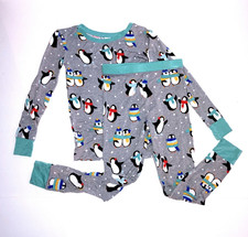 Little Sleepies 5/6 Long Sleeve, Long Pants 2 Piece Pajamas Gray Penguin Party