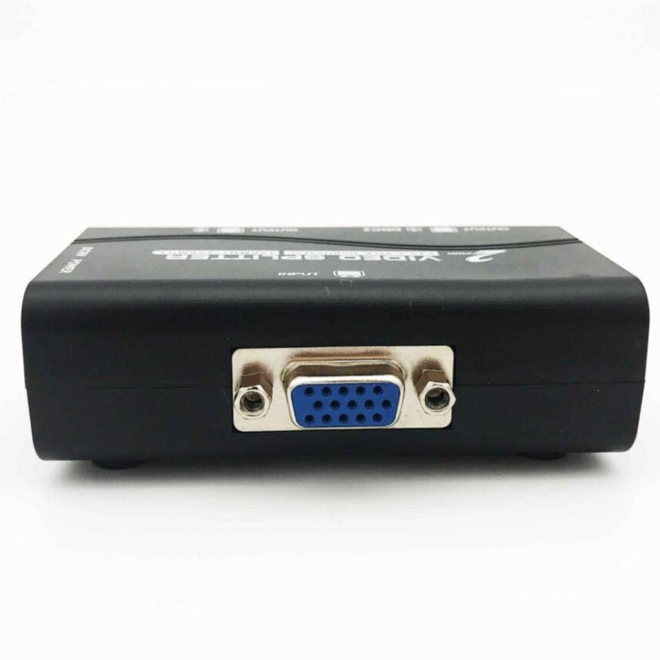 Computer Box Ports 1 PC to 2 Monitor 2 Port VGA SVGA Video LCD Splitter Box Adapter w ...