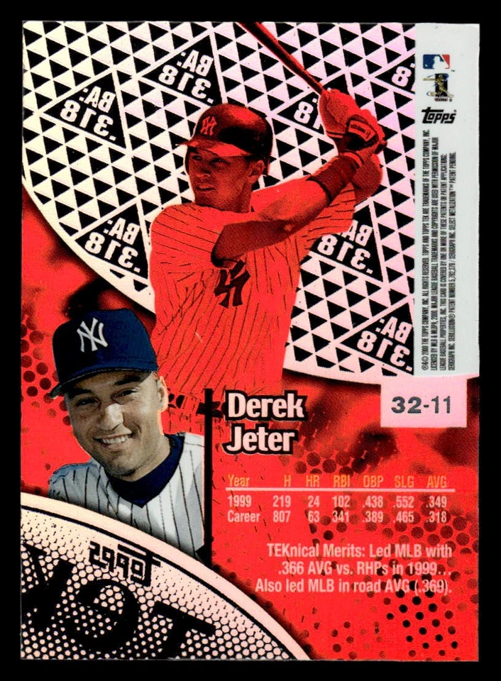 Derek Jeter 2000 Topps Tek #32-11 Pattern 11 - Image 2 of 2