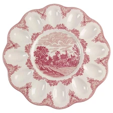 Johnson Brothers Old Britain Castles Pink  Deviled Egg Plate 6106792