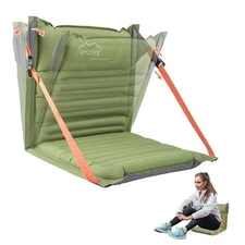  Inflatable Portable Stadium Seat Waterproof Cushion with Backrest Green