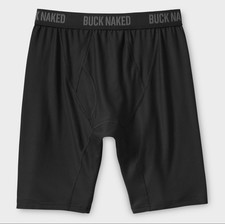 HOT SALE   Men's Buck Naked Extra Long Boxer Briefs - BLACK - SIZE XLG