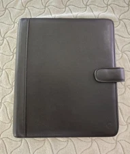 Franklin Covey Genuin Leather Planner 7 Ring Binder Black Secure Card Strap 