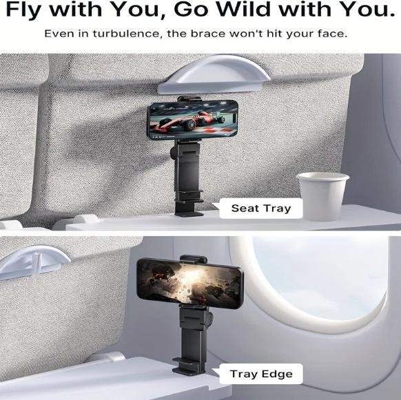 Supporto Magnetico Per Telefono In Aereo Con Rotazione 360° Gancio Per Vassoio Trolley - Foto 3
