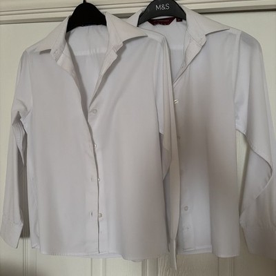 2x Mädchen weiße Langarm Schulshirts 32 (81cm) Winterunterteile
