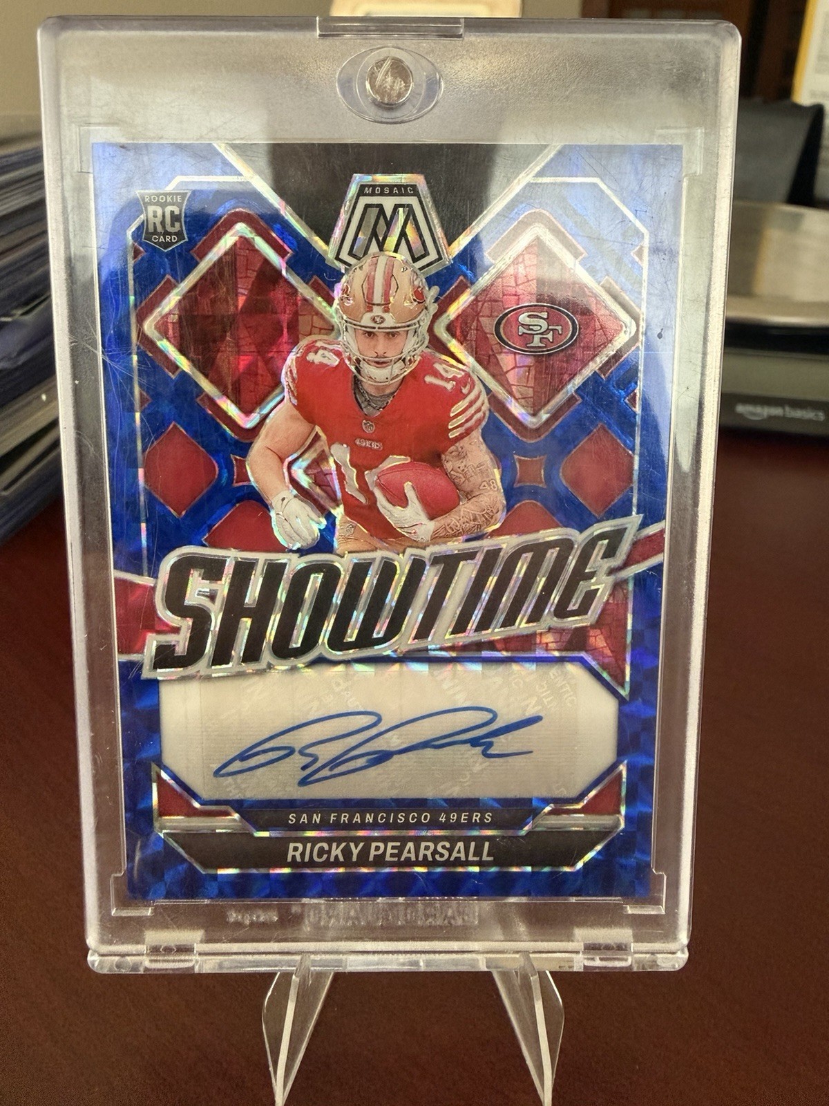 2024 Panini Mosaic #SS-RPL Ricky Pearsall Showtime /99 Auto Blue Mosaic RC