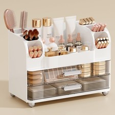 Makeup Organizer Countertop with 2 Large Drawers for Vanity Bathroom Brush